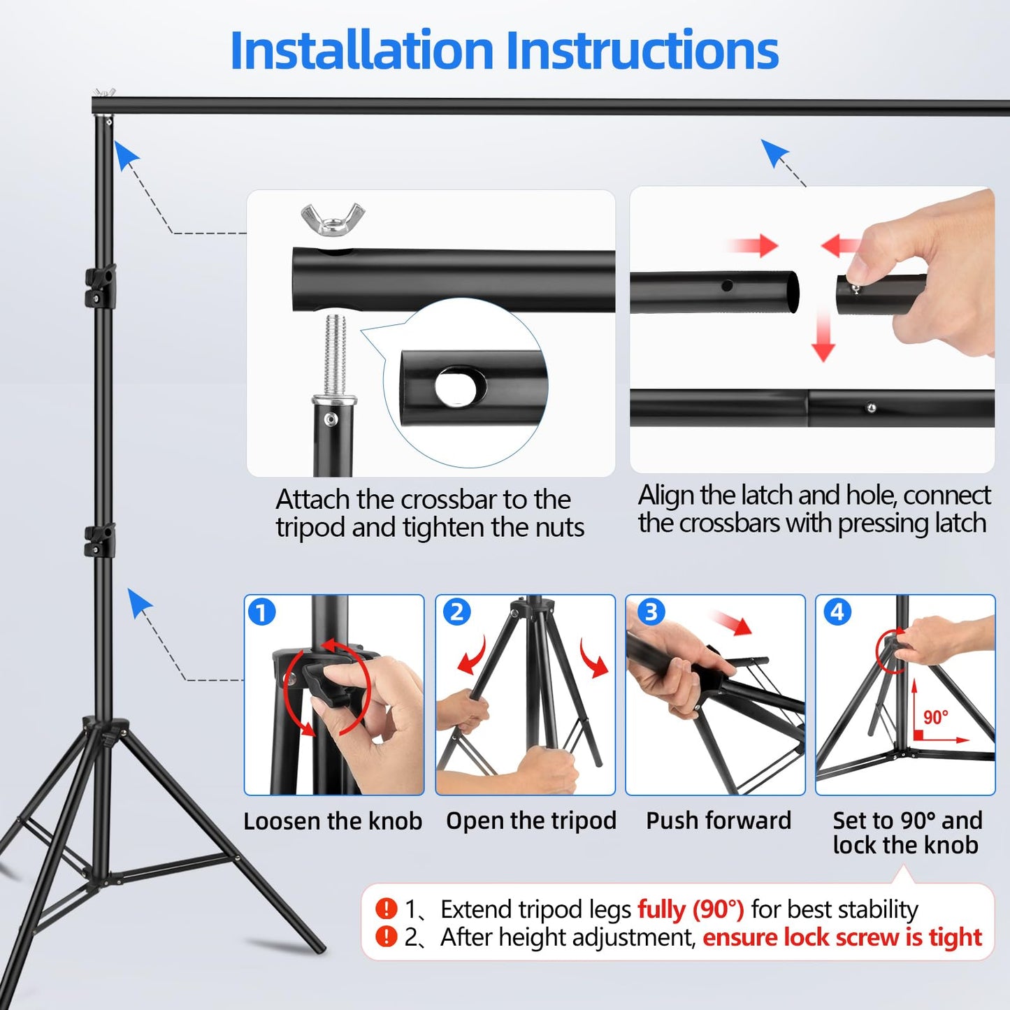 Hemmotop Photo Backdrop Stand, 10x7 ft Background Stand for Photoshoot, Adjustable Backdrops Support kit with Carry Bag for Parties, Photography, Projector Screen, Wedding, Decoration, Balloons