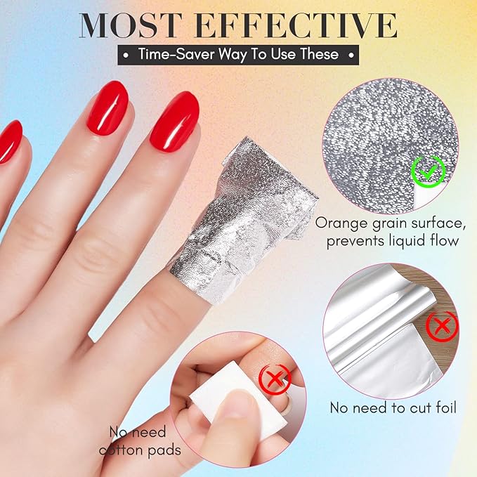 Makartt Nail Polish Remover Set - 200 pcs Foil Nail Wraps with Cuticle Pusher, Soak Off Foils for Gel Remover with Lint-Free Larger Cotton Pads for Gel Polish Removal at Home