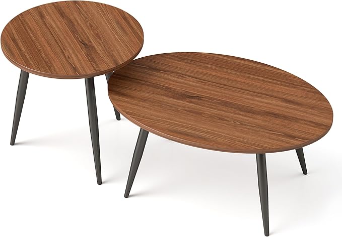 Rukulin Set of 2 Coffee Table,Nesting Side Table, Living Room Sofa End Table