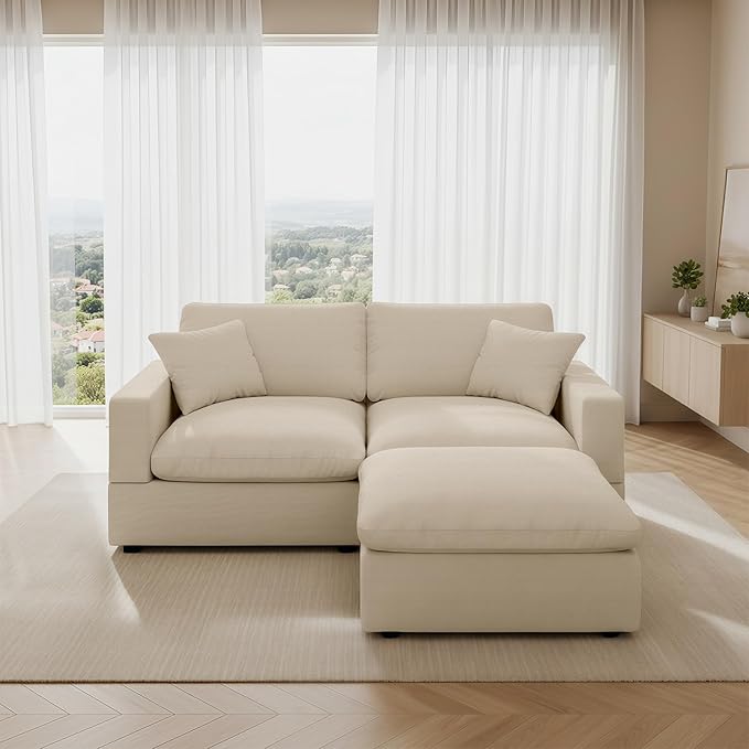 Cloud Couch Modular Sectional Sofa, 67" L Shaped Sectional Couches for Living Room, Down Filled Wide & Deep Seat Cloud Sofa with Ottoman, Removable Washable Cushion Cover & Backrest Pillow Cover