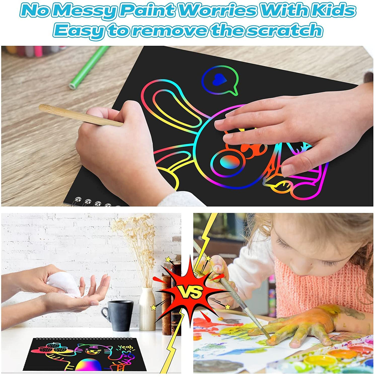 Smasiagon Scratch Paper Art Set for Kids: 2 Pack Scratch Off Arts Crafts Graduation Gifts for Kids Ages 3-12 Girls Boys Students Teens School Classroom Prizes Birthday Party Favor Games DIY Activity