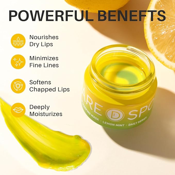 3-in-1 Dual-Color Sleeping Lip Mask Set – Blueberry, Grape and Lemon, Hydration & Repair for Dry Cracked Lips, Infused with Vitamin C, Lip Moisturizer for Nourishing Lips, 1.26 Fl Oz