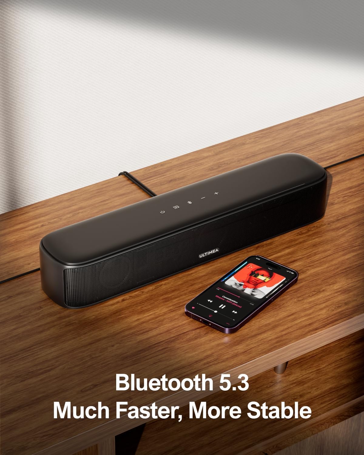 ULTIMEA 7.1ch Virtual Surround Sound Bar, Sound Bar for Smart TV with 4 Surround Speakers, Peak Power 330W, Surround Sound System for TV, App Control, TV Soundbar with Subwoofer, Opt/AUX/BT, Aura A40
