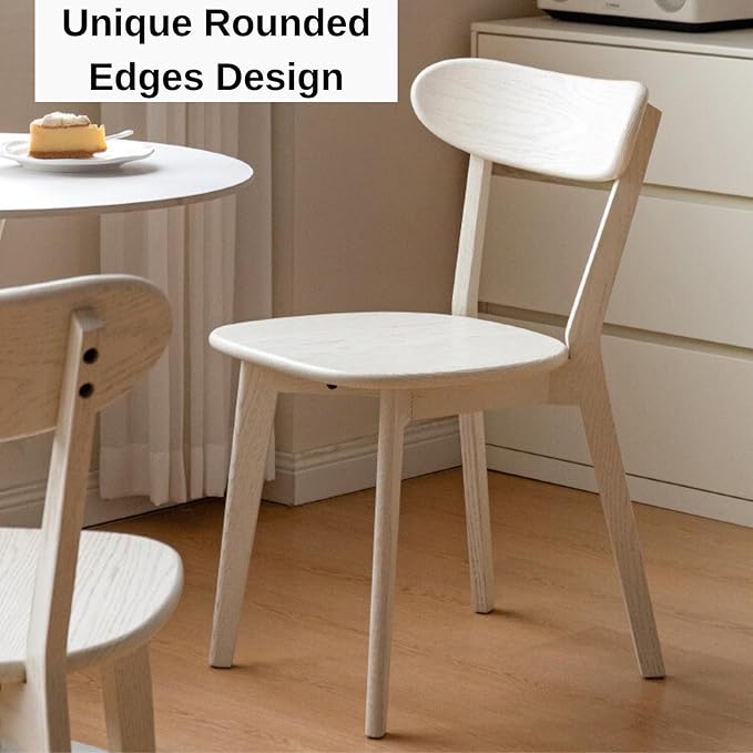 Bamskov 100% Solid Oak Wood Dining Room Chairs - Practical Kitchen Chairs - Wood Chair for Dining Room, Kitchen (1, White)