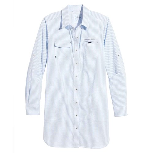 vineyard vines Women's Standard Original Harbor Cover-Up, Seersucker/Jake Blue 2