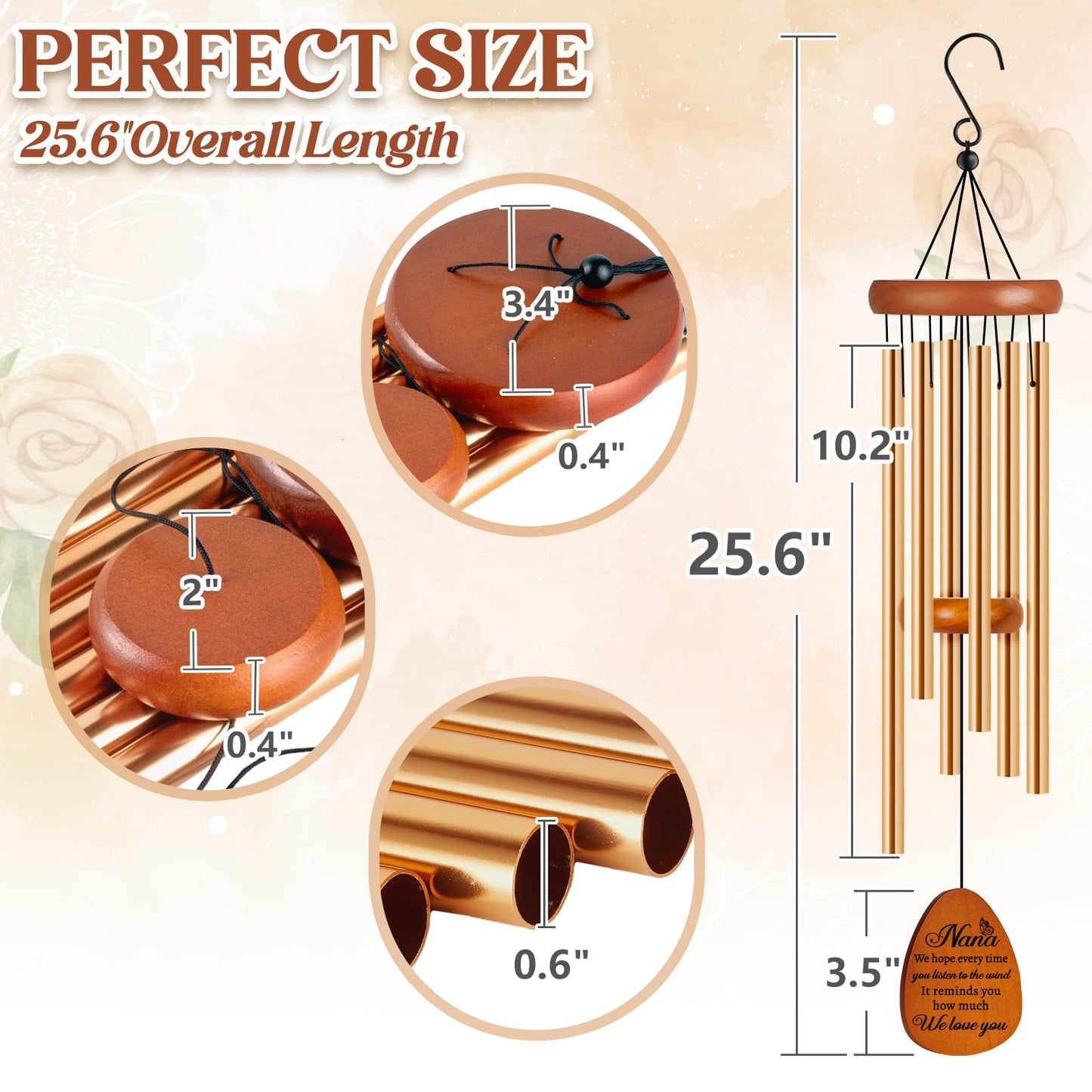 Nana Gifts, Birthday Gifts for Nana from Grandkids, Nana Wind Chimes, Best Grandma Present for Birthday Mother's Day Christmas Thanksgiving - with We Love You