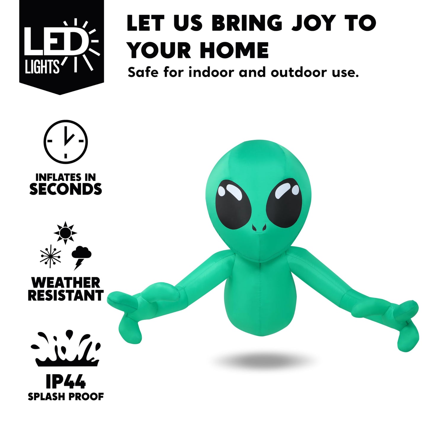 Joiedomi 4.5ft Halloween Inflatable Alien Outdoor Decoration, Blow Up Alien Window Breaker with LEDs, Halloween Window Inflatable Decor for Outdoor Yard Garden Party Lawn Decor
