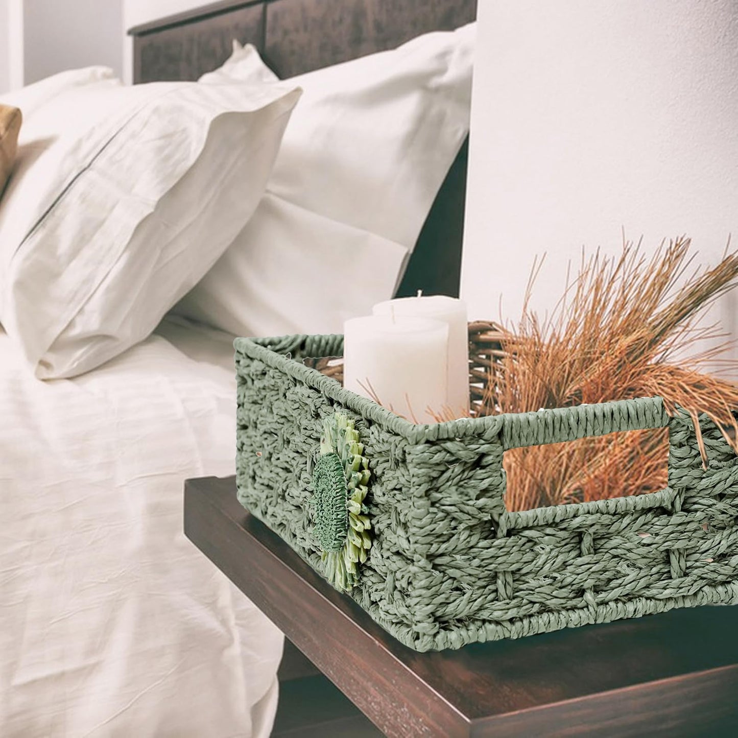 DUOER Toilet Paper Basket for Tank Top Bathroom Organizer - Green
