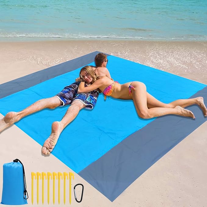 AEXHOT Beach Blanket Waterproof Sandproof Beach Mat 79" X 83" for 2-7 Adults Lightweight Quick Drying Outdoor Picnic Mat B...
