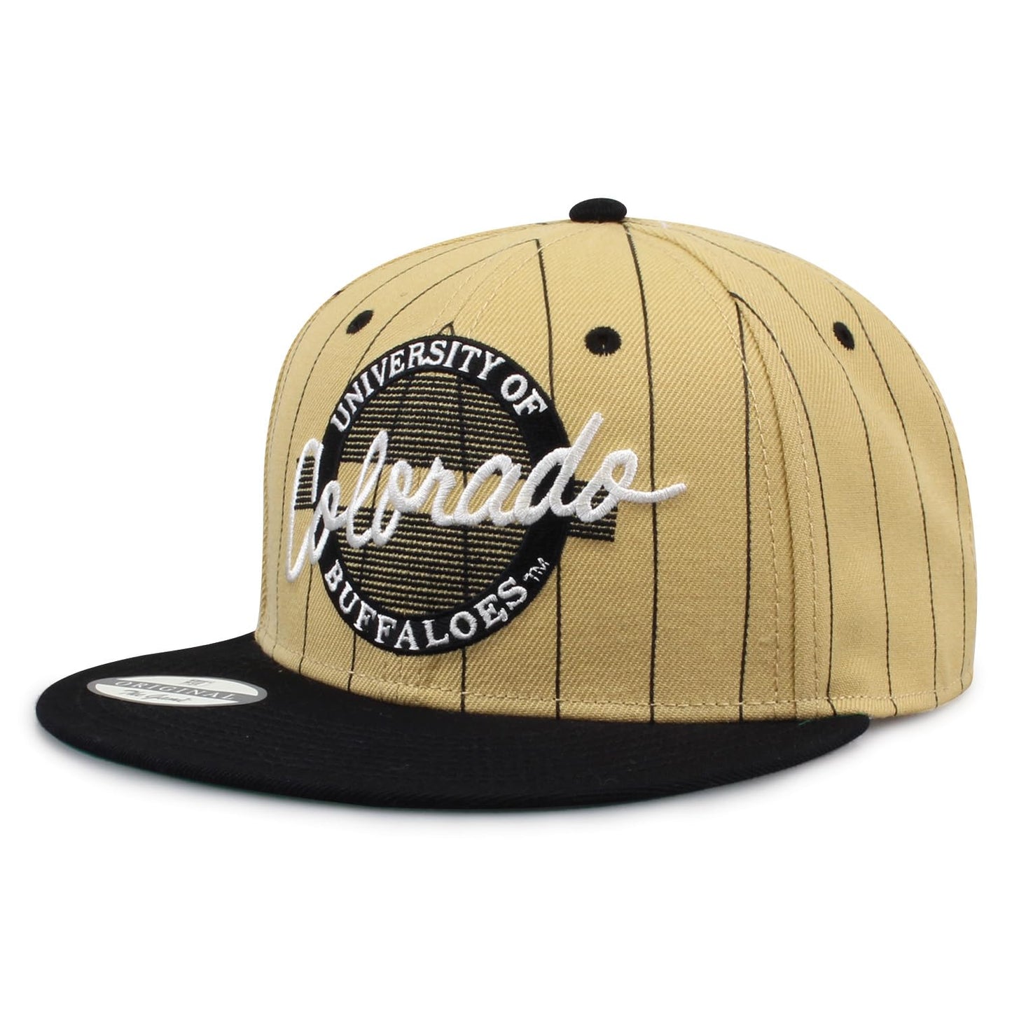 The Game One Size NCAA Licensed, Colorado Buffaloes Flat Brim Snapback Hat, Black/Pin Stripe