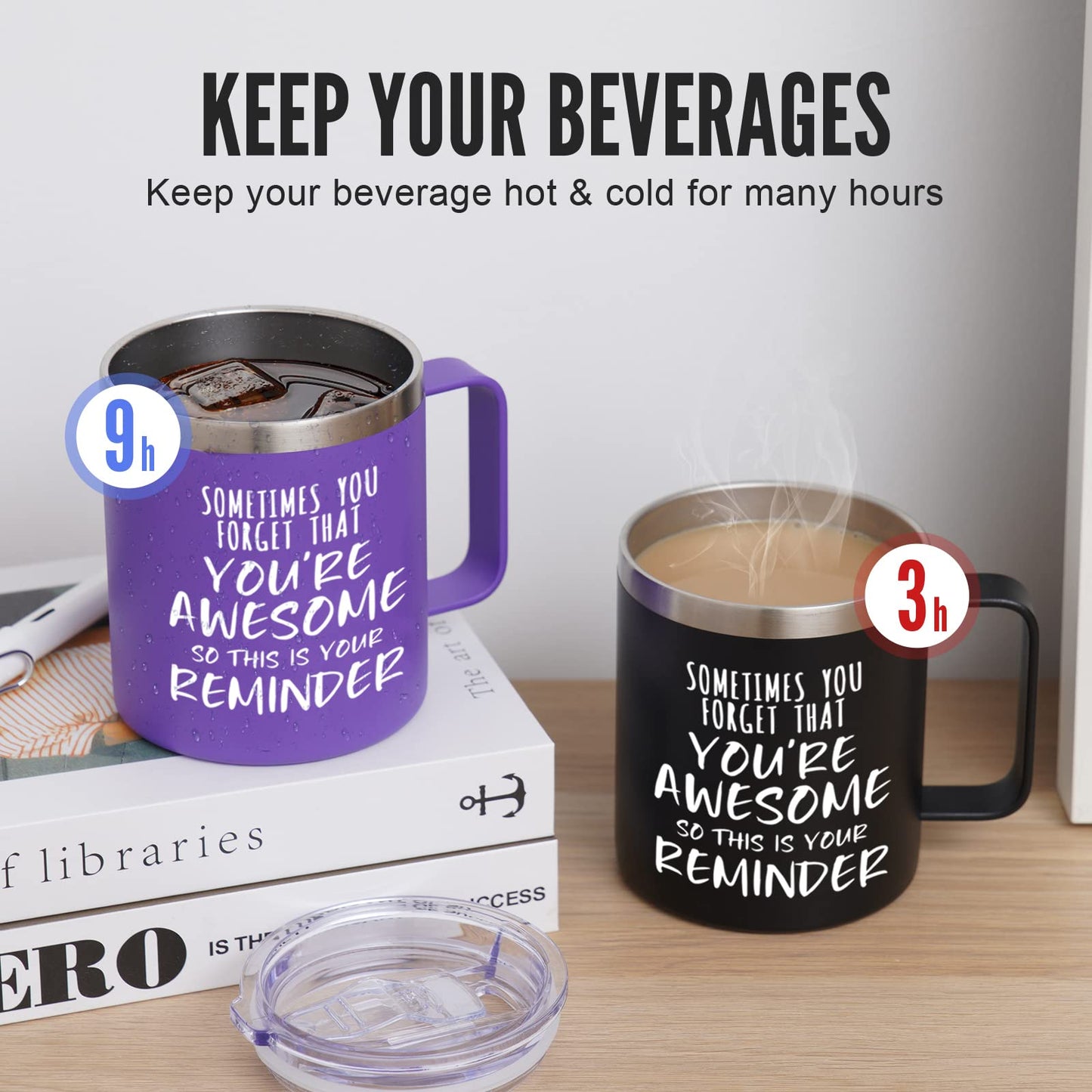 NOWWISH Inspirational Gifts for Women Wife, Sometimes You Forget You're Awesome Coffee Mug, Birthday Mothers Day for Mom Daughter Wife, 14Oz Purple
