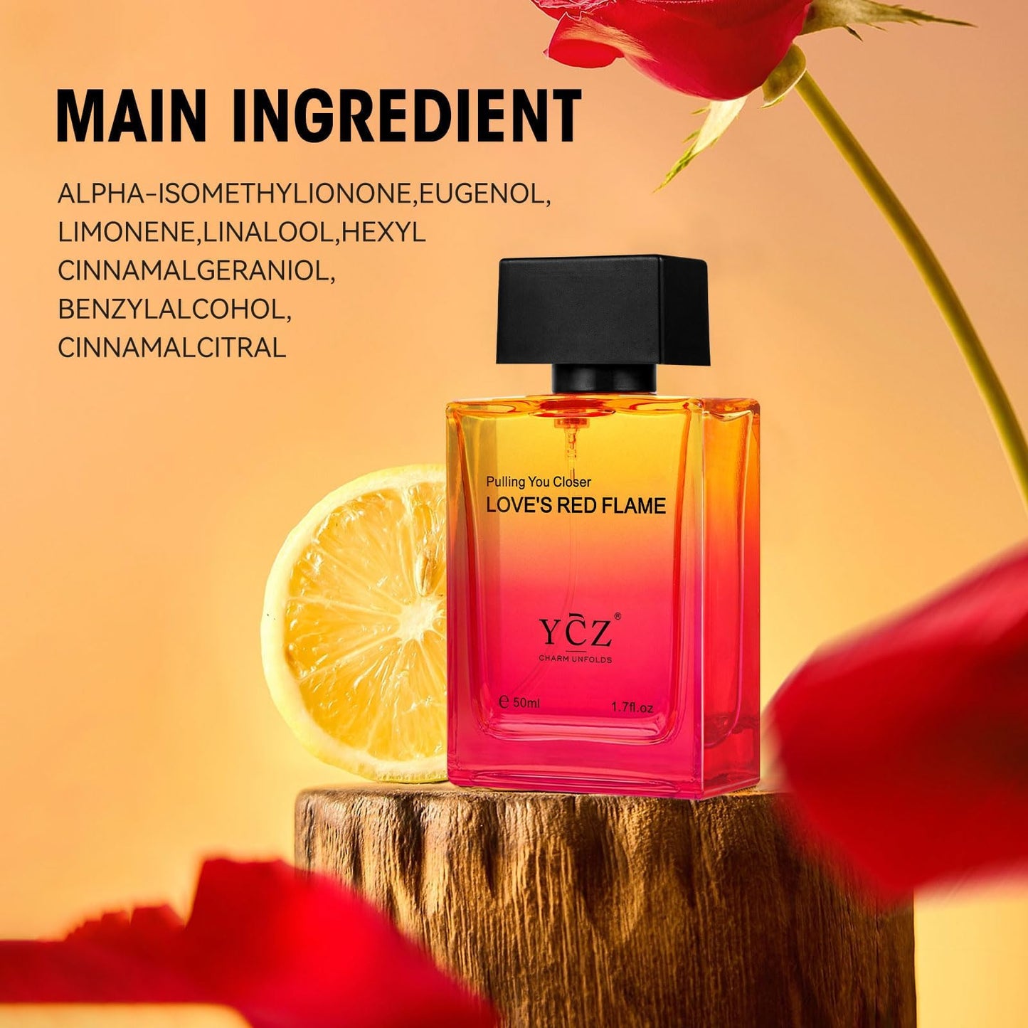 Ycz LOVE'S RED FLAME Eau de Parfum Spray, Long-Lasting Fragrance for Men, Daily Use Men's Casual Cologne, A Signature Scent Great Holiday Gift A Gift for Any Occasion,50 ml (1.65 fl. Oz)