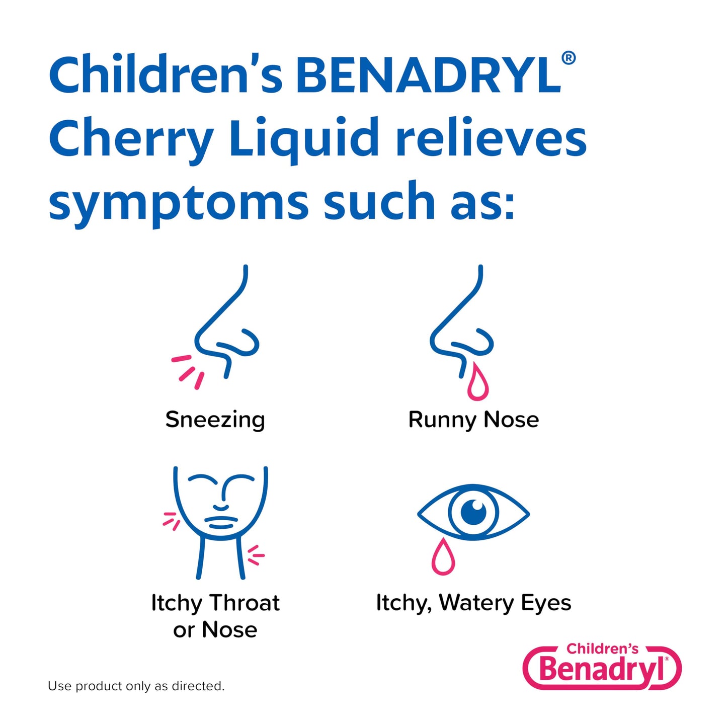 Benadryl Children's Allergy Relief Liquid Medicine with Diphenhydramine HCl Antihistamine for Kids' Allergy Relief, Effective Allergy Relief, Cherry Flavor, 8 fl. oz (Pack of 2)