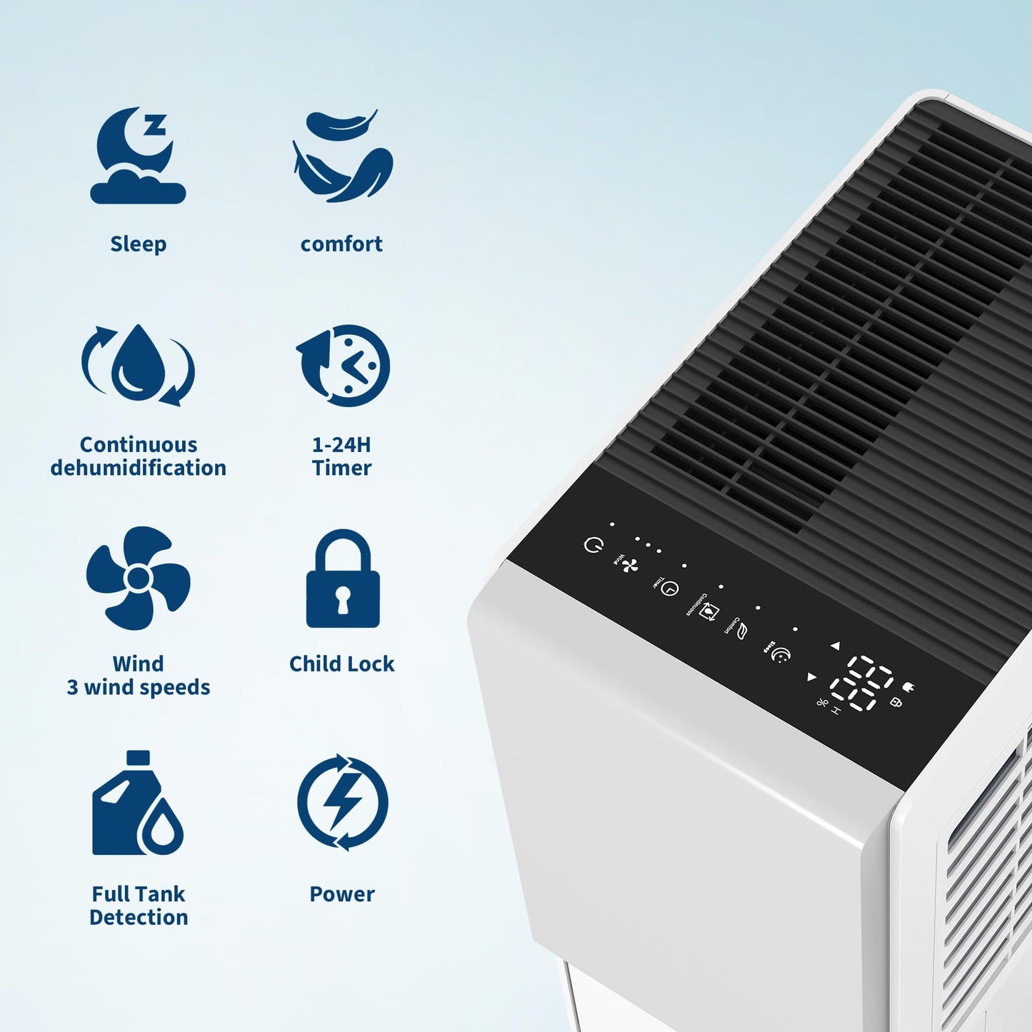 GarveeHome 4500 Sq. Ft Dehumidifier, Max 100 Pint/Day Smart Compressor Dehumidifier for Basement with Drain Hose, Smart Humidity Control, Energy Efficient & Quiet for Bedroom, Large Rooms