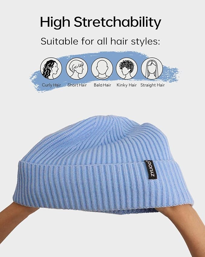 Zylioo Oversize Beanie Hats, XXL Big Size Ribbed Knit Cuffed Winter Hat for Cold Weather, Warm Skull Watch Cap