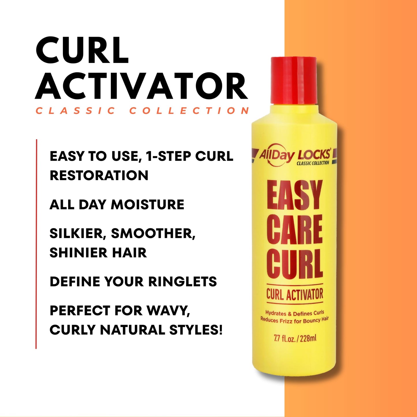 AllDay Locks Classic Easy Care Curl Activator (7.7 oz) | Hydrating & Frizz-Free Curl-Enhancer Milk | Nourish, Replenish & Define