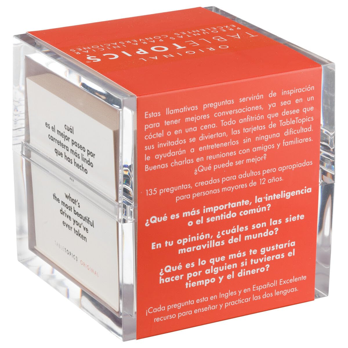 TableTopics Original En Espanol Question Card Game - 135 Spanish/English Conversation Starter Cards, Learn & Practice Spanish, Icebreakers for Adults, Bilingual
