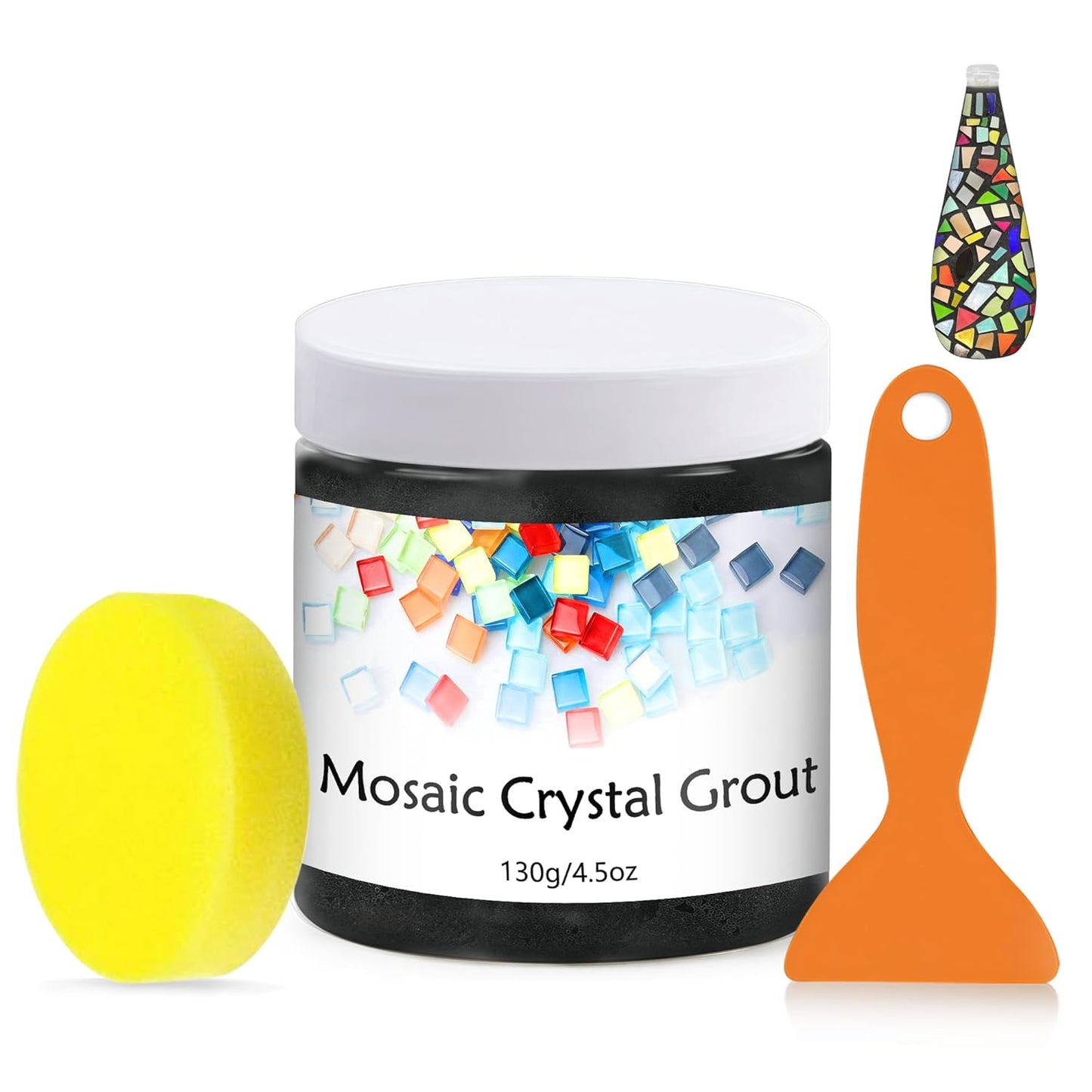 Mosaic Crystal Grout, Mosaics Tile Tools, Mosaic Tile Accessories – Essential for Handmade Grouting and Perfect for DIY Craft Projects (Black, 4.5oz)