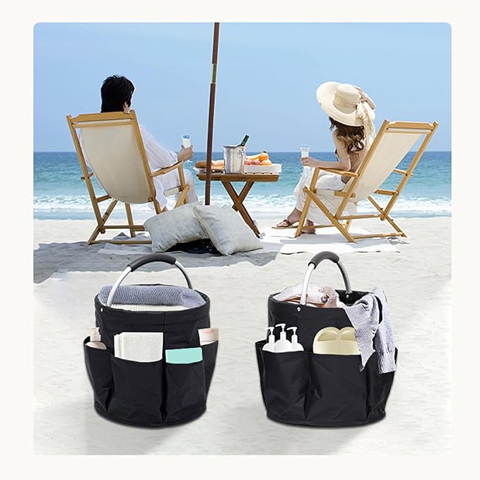 Cleaning Caddy with Handle, 17L Gardening Bucket, Cleaning Supply Caddy, Foldable Tool Storage Basket for Storing Towels (Lake Blue)