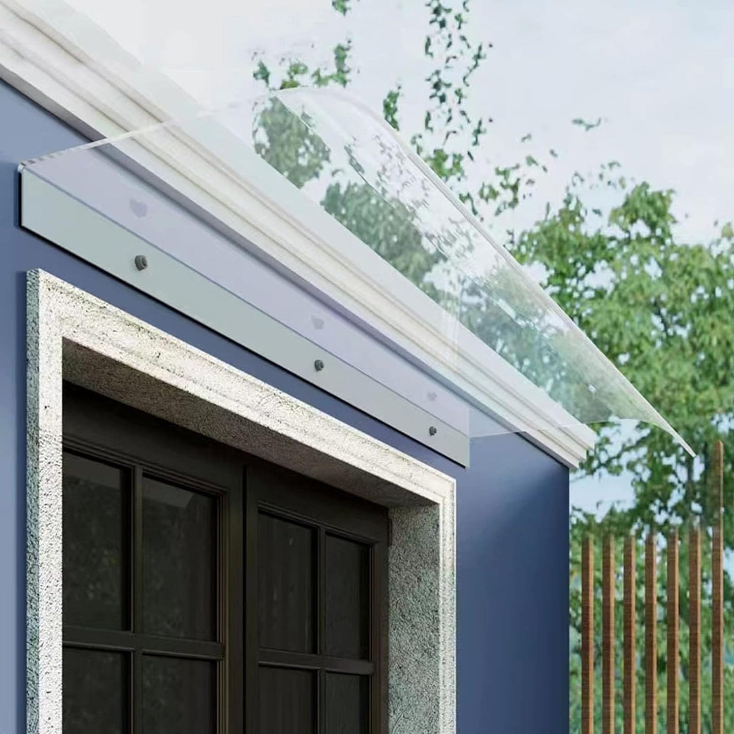 Premios Transparent Invisible Rain Shelter Cover, Window Awning, Polycarbonate Awning, UV Rain Snow Sunlight Protection, for Outdoor Front Door Patio, 40x50cm/15.7x19.6in