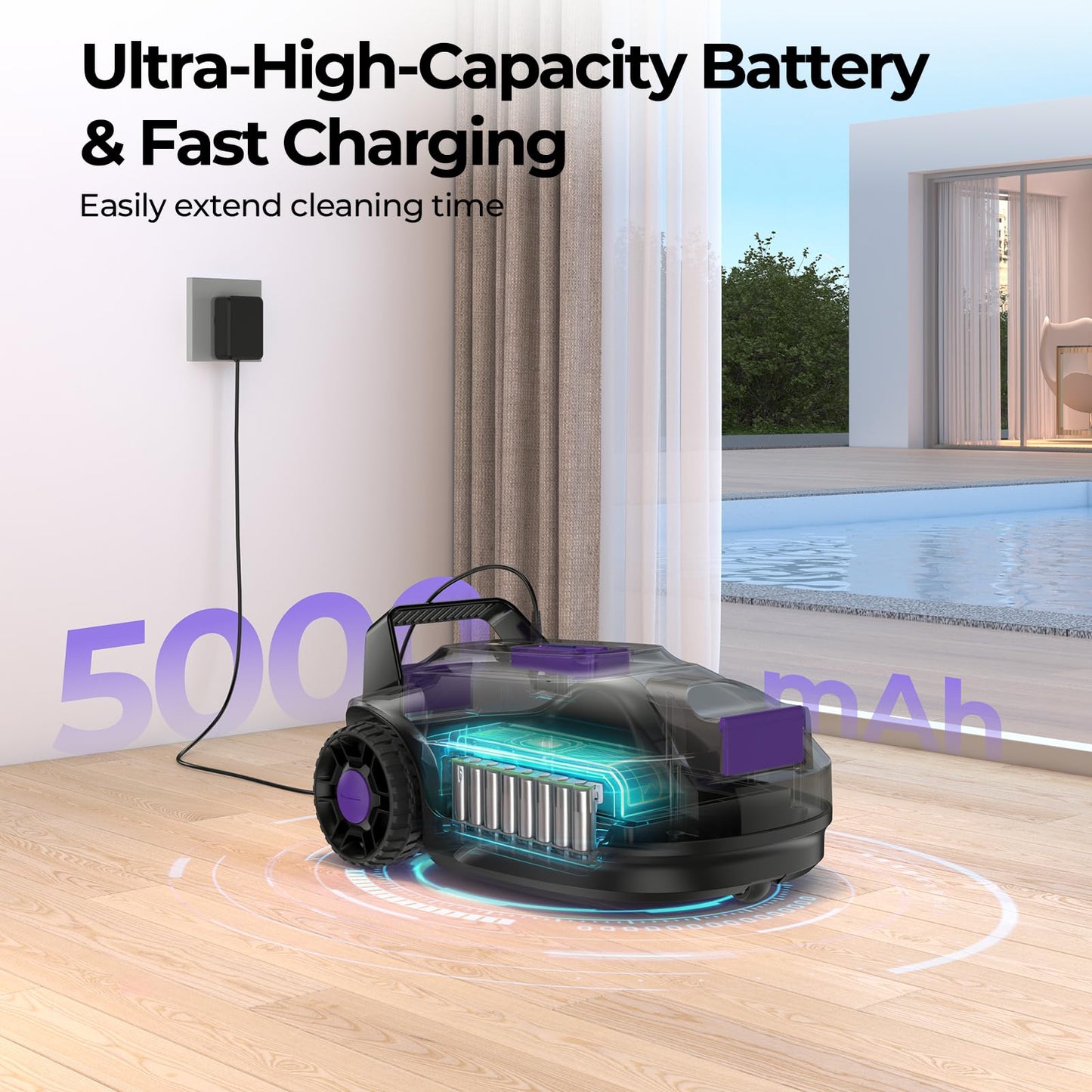 Redroad Robotic Pool Cleaner with Dual-Drive Motors,Dual-Layer Filtration, 180Min Runtime, Powerful Cordless Pool Vacuum for Above-Ground & Flat Pools,Auto-Parking Design,Double Suction Port
