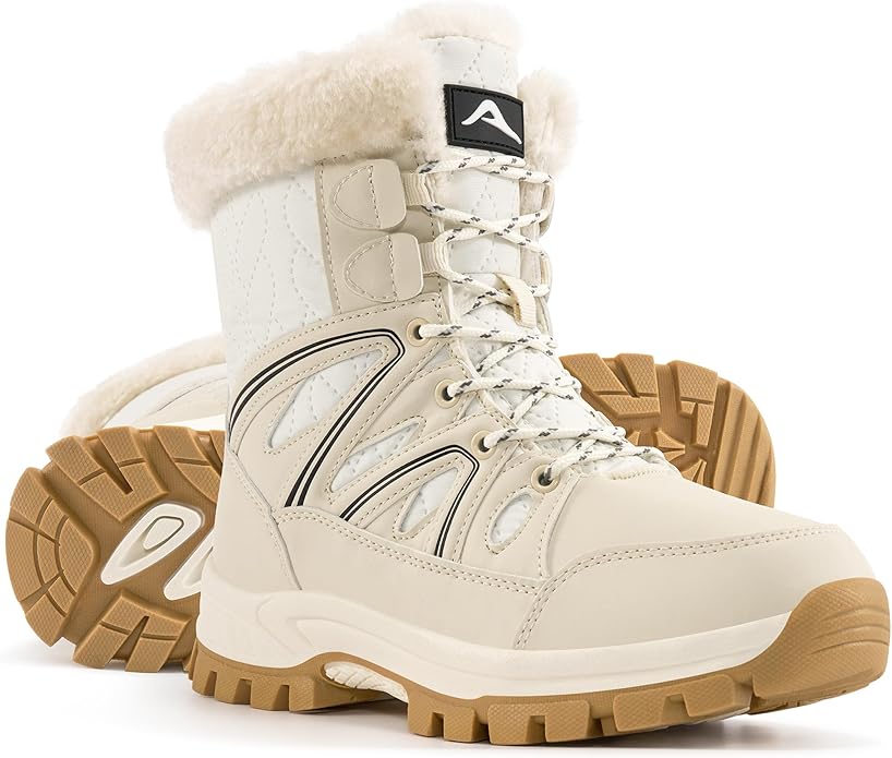 Diarilip Snow Boots for Women Winter: Womens Warm Fur Lined Mid Calf Booties Waterproof Non Slip Comfort Boot for Hiking W...