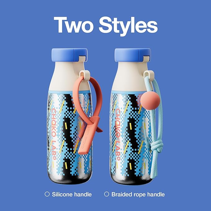 CHAKO LAB Insulated Ti Water Bottle with Two Strap | BPA-Free Leak Proof | 17oz Bottle with Spout Lid & Straw | Sunny