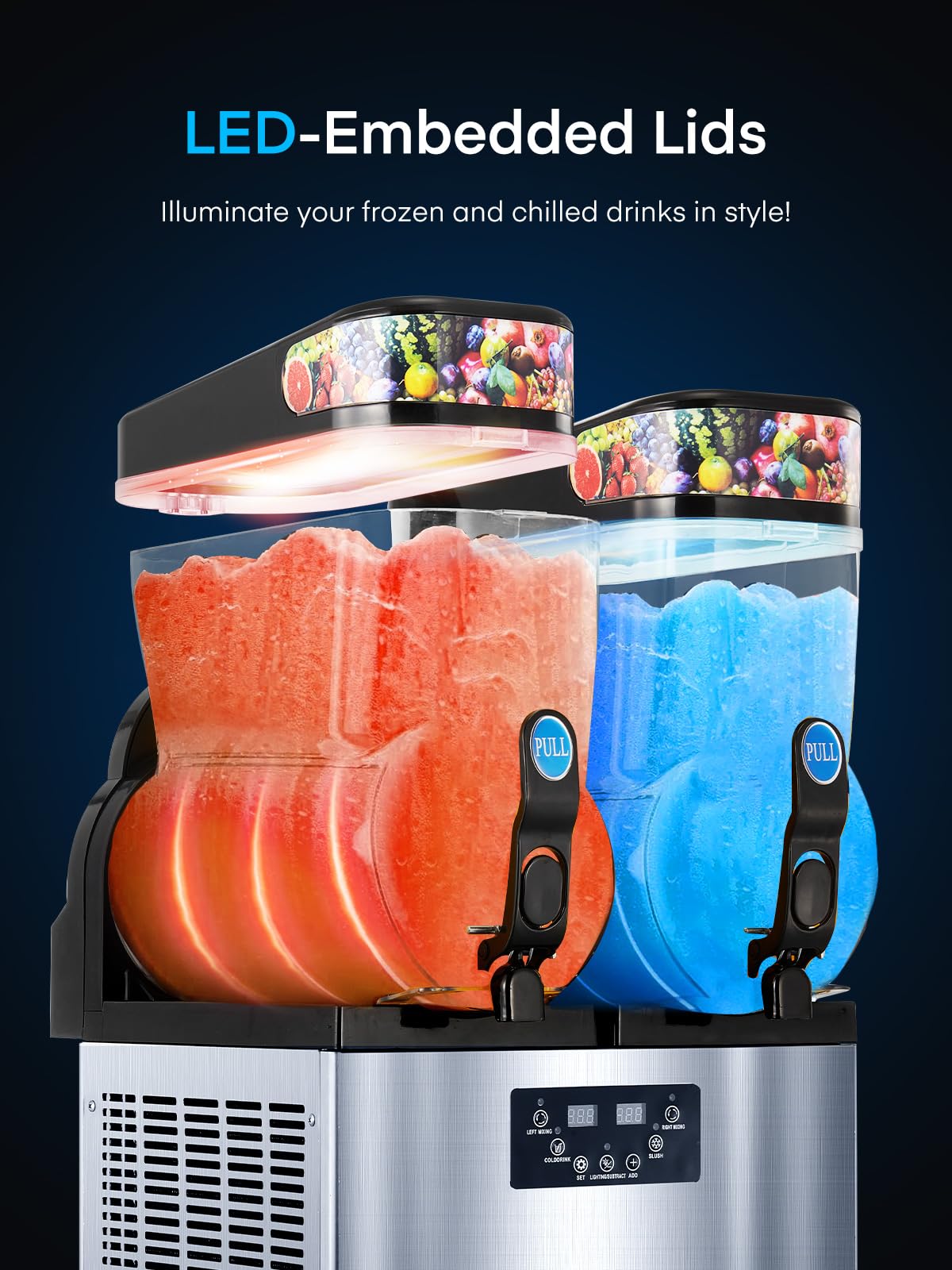 Commercial Slushy Machine 8Gal/30L, Stainless Steel Margarita Smoothie Frozen Drink Machine, 25-Minute-to-Go Slushie Machine, Margarita Machine for Restaurants Cafe Bars (2 * 15L)