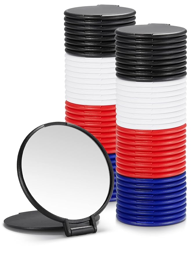 72 Pcs Compact Mirrors Bulk, Round Pocket Mini Folding Makeup Mirror for Purse(4-Color)