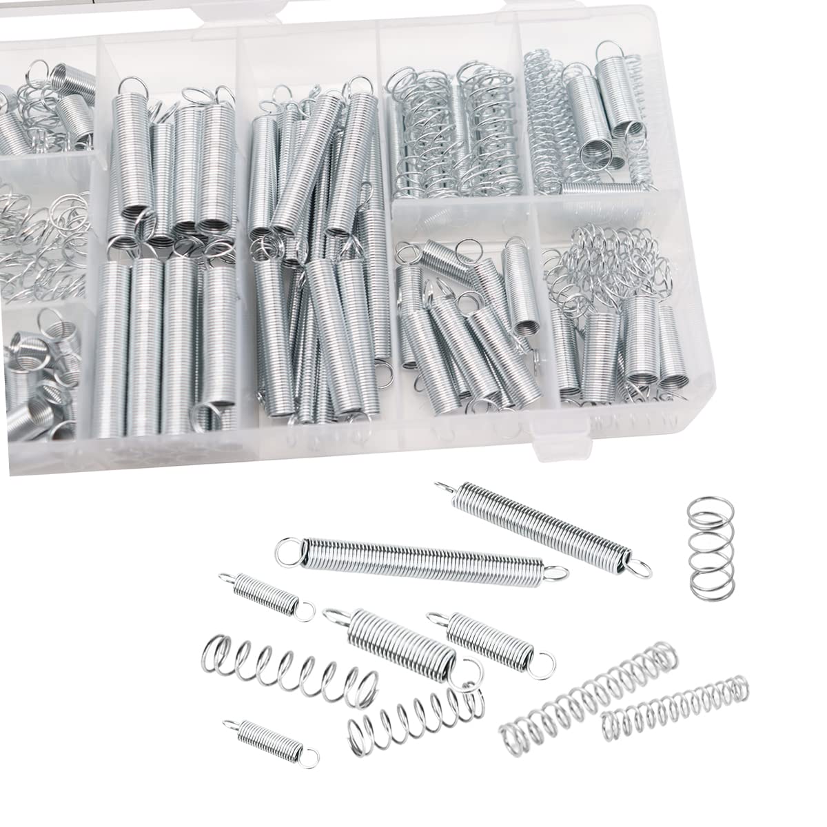 Ruibapa 200PCS Spring Assortment Kit Zinc Plated Extension and Compression Springs Kit with 20 Different Sizes for Home Repairs & DIY