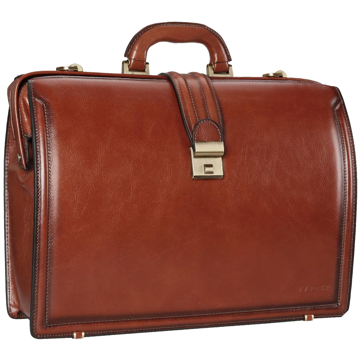 Banuce Premium Italian Full Grain Leather Briefcase for Men with Lock Fits 15.6 Inch Latop Legal Attorney Lawyer Briefcase Doctor Bag with Ergonomic Handle Office Work Business Travel Brown