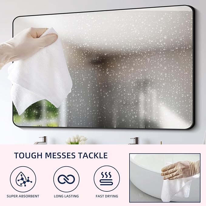 & PLUSH Microfiber Cleaning Cloth Roll - 85 Pack, Tear Away Microfiber Towels, 12" x 12", Reusable, Washable, Streak Free, Ultra Absorbent Dish Rags for Car, Home, Garage or Shop (White)