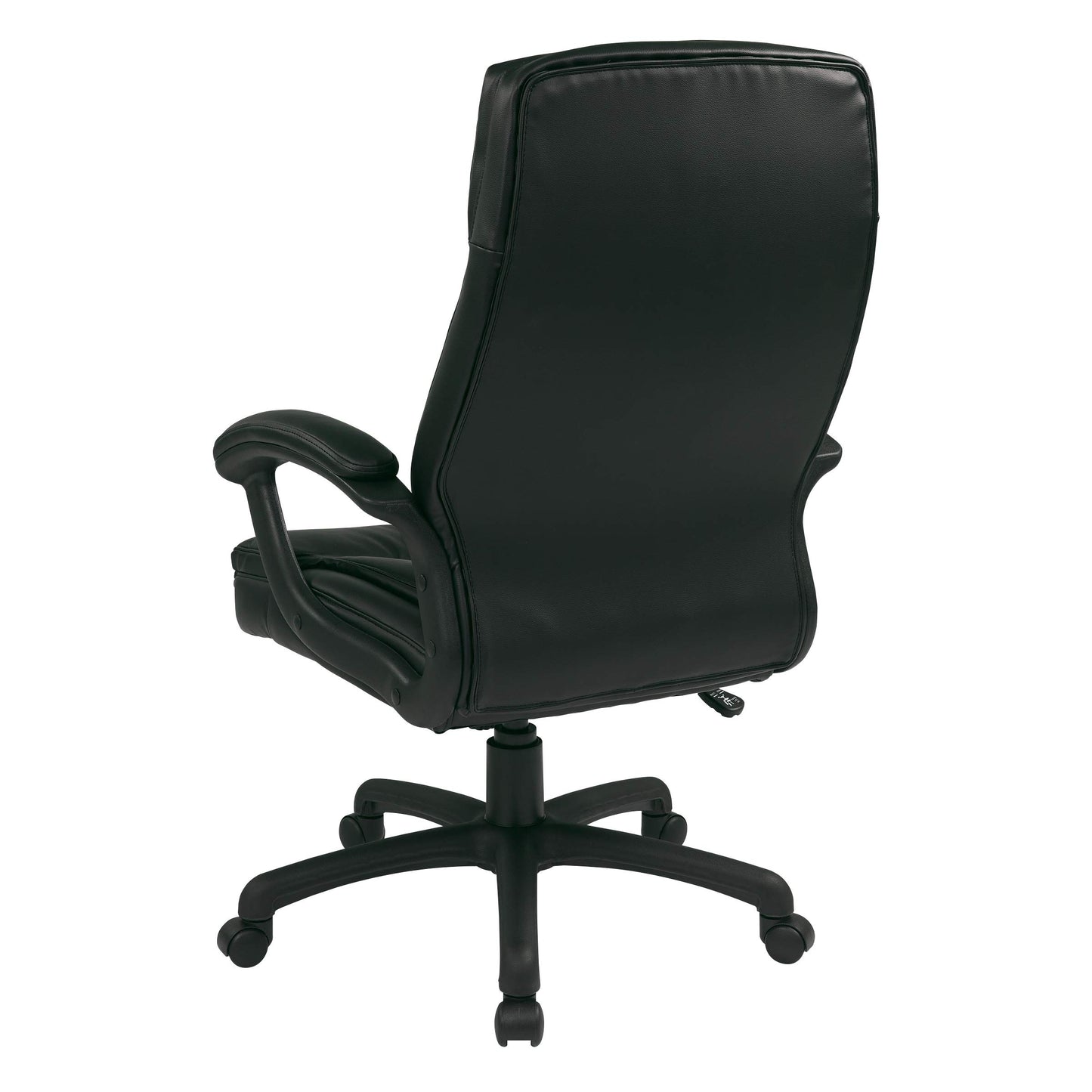Office Star EC Series Executive Bonded Leather High Back Adjustable Office Chair with Thick Padded Contour Seat and Locking Tilt Control, Black