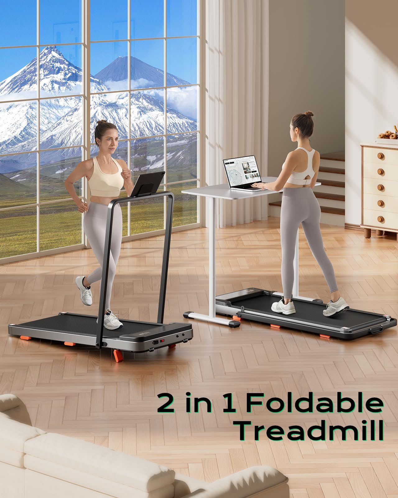 TREAFLOW Walking Pad,Treadmill with Incline for Home Office, 2.5HP Portable Under Desk Treadmill with 265 Lbs Capacity,Remote Control, Led Display