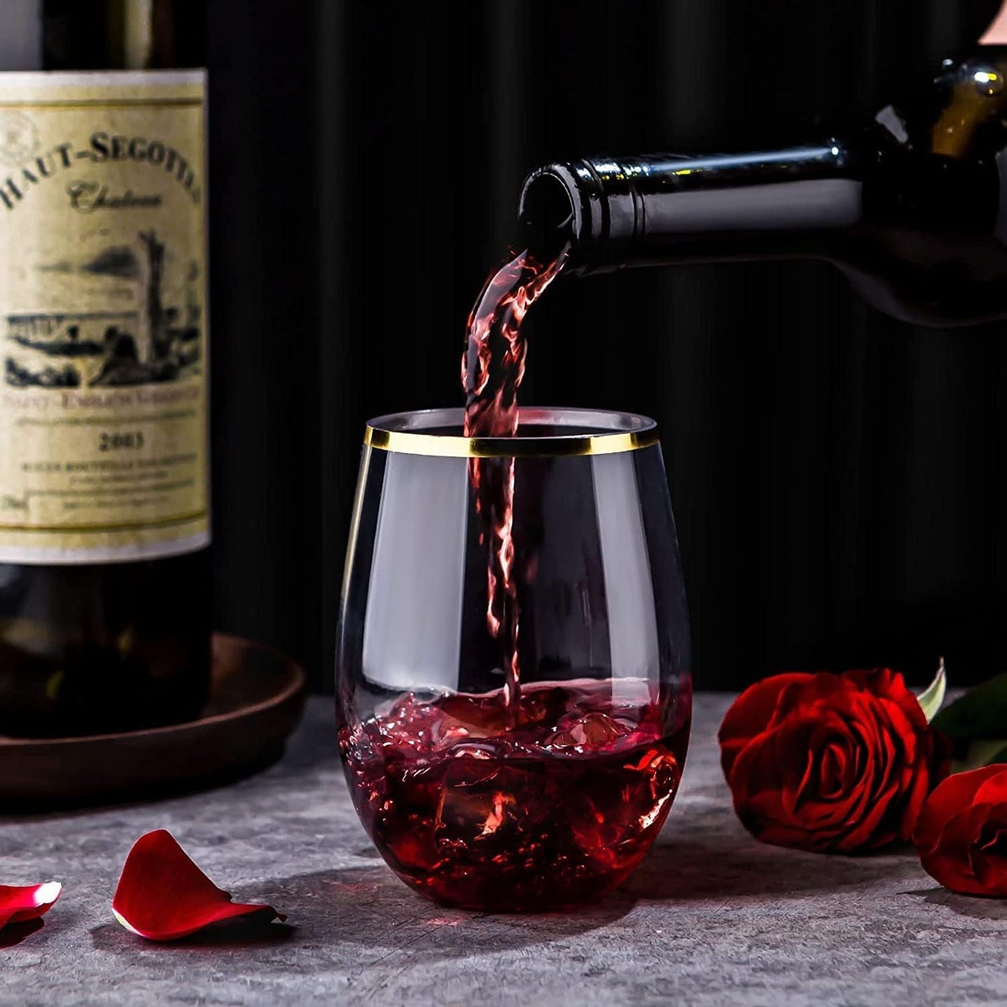HLIKEM Pack of 2 Wine Glass Mr Right Mrs Always Right 40th Wedding Engagement Anniversary Cups for Couples Parents Tumbler 40 Years Anniversary Present Wine tumbler Cups