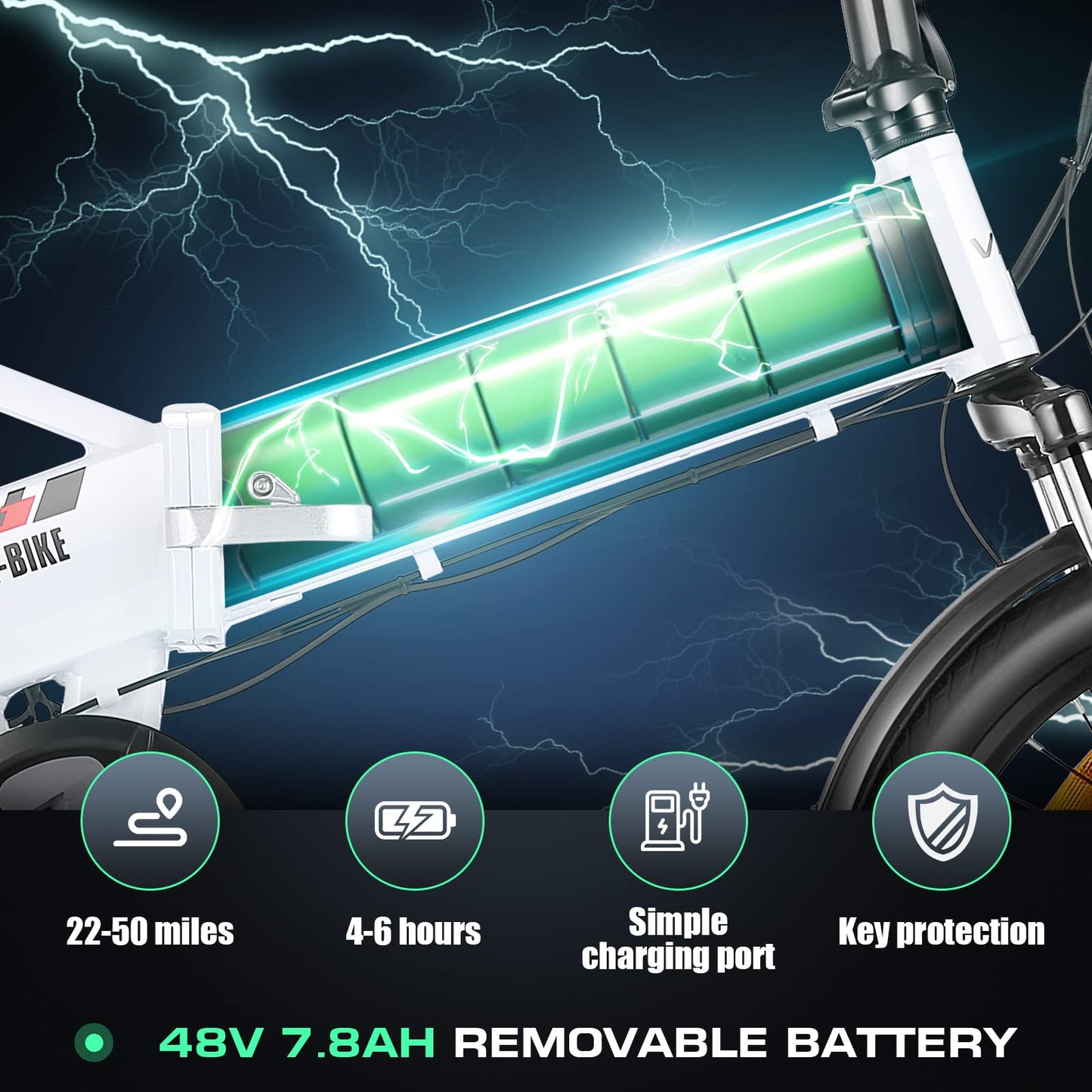 Vivi Electric Bike, 20" Folding Electric Bike 500W Ebikes for Adults, Folding Ebike with 48V Removable Battery, Professional 7 Speed Adult Electric Bicycles Electric Commuter Bike