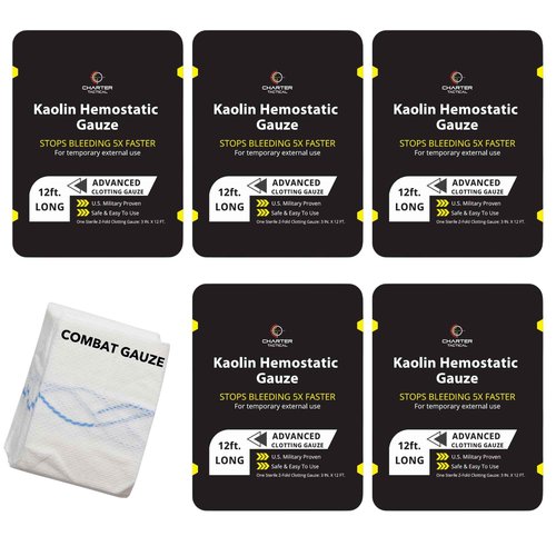 First Aid Advanced Quick Clotting Combat - Flexible Hemostatic - Stop The Bleed kit Faster Wound Packing with Quick Clotting Medical - Survival Kit Supplies - 3" x 12.5' (CT-Gauze-5)