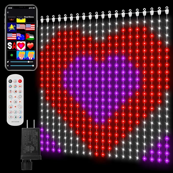 CoziTech Smart Curtain Lights 400 LED, Color Changing LED Curtains Light 6.6 * 6.6 FT, DIY Fairy String Light Curtain for ...