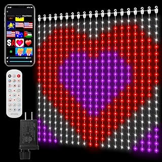CoziTech Smart Curtain Lights 400 LED, Color Changing LED Curtains Light 6.6 * 6.6 FT, DIY Fairy String Light Curtain for ...