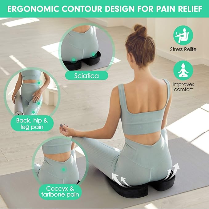 Seat Cushion for Office Chair,Memory Foam Seat Cushion,Tailbone,Sciatica,Lower Back Pain Relief,Chair Cushion for Car,Wheelchair,Computer and Desk Chair