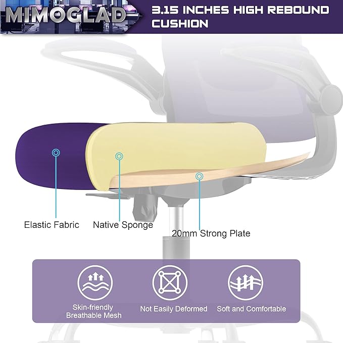 Mimoglad Office Chair, Ergonomic Desk Chair with Adjustable Lumbar Support, High Back Mesh Computer Chair with Flip-up Armrests-BIFMA Passed Task Chairs, Executive Chair for Home Office