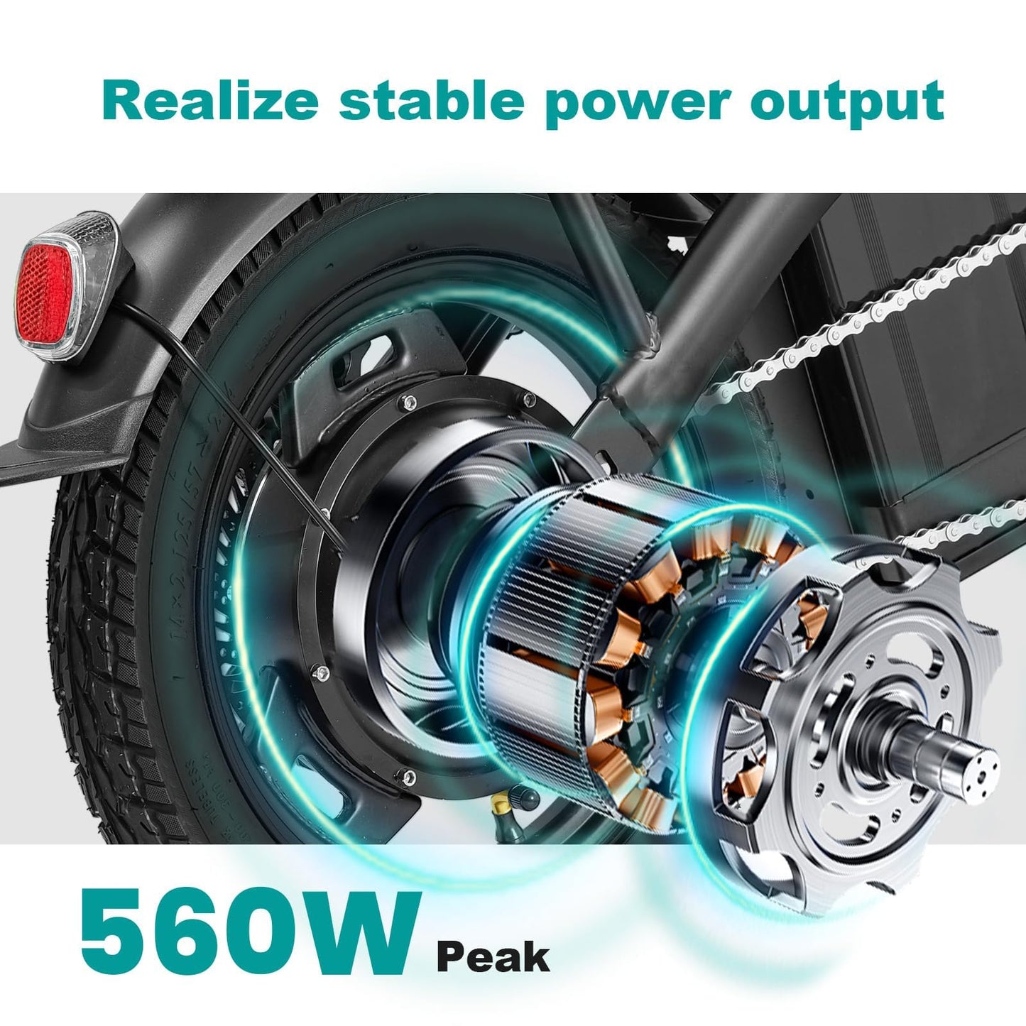 Folding Electric Bike for Adults and Teens, 560W Motor 24MPH Compact Commuter Ebike, 32 Miles Range, 48V 10Ah Battery, 3-Level Pedal Assist, 14" Mini Foldable Electric Bicycle, UL 2849 Certified