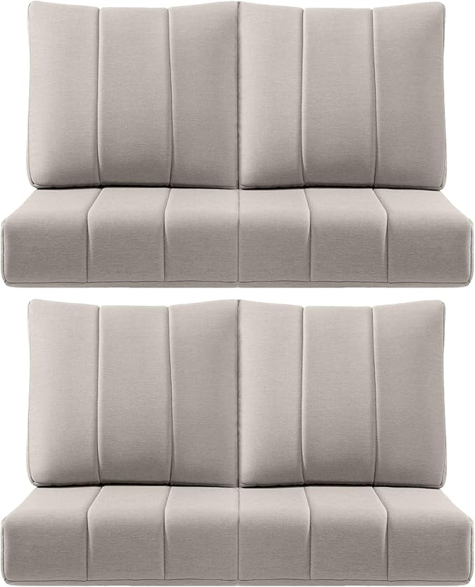 ACTREST Luxury 24x24x6 Inch Kitty Outdoor Chair Cushions Set of 4 - Heavy Duty Water-Resistant Cushion for Patio Furniture Dining Gliding Rocking Chair Loveseat L-Shape Sofa - Beige