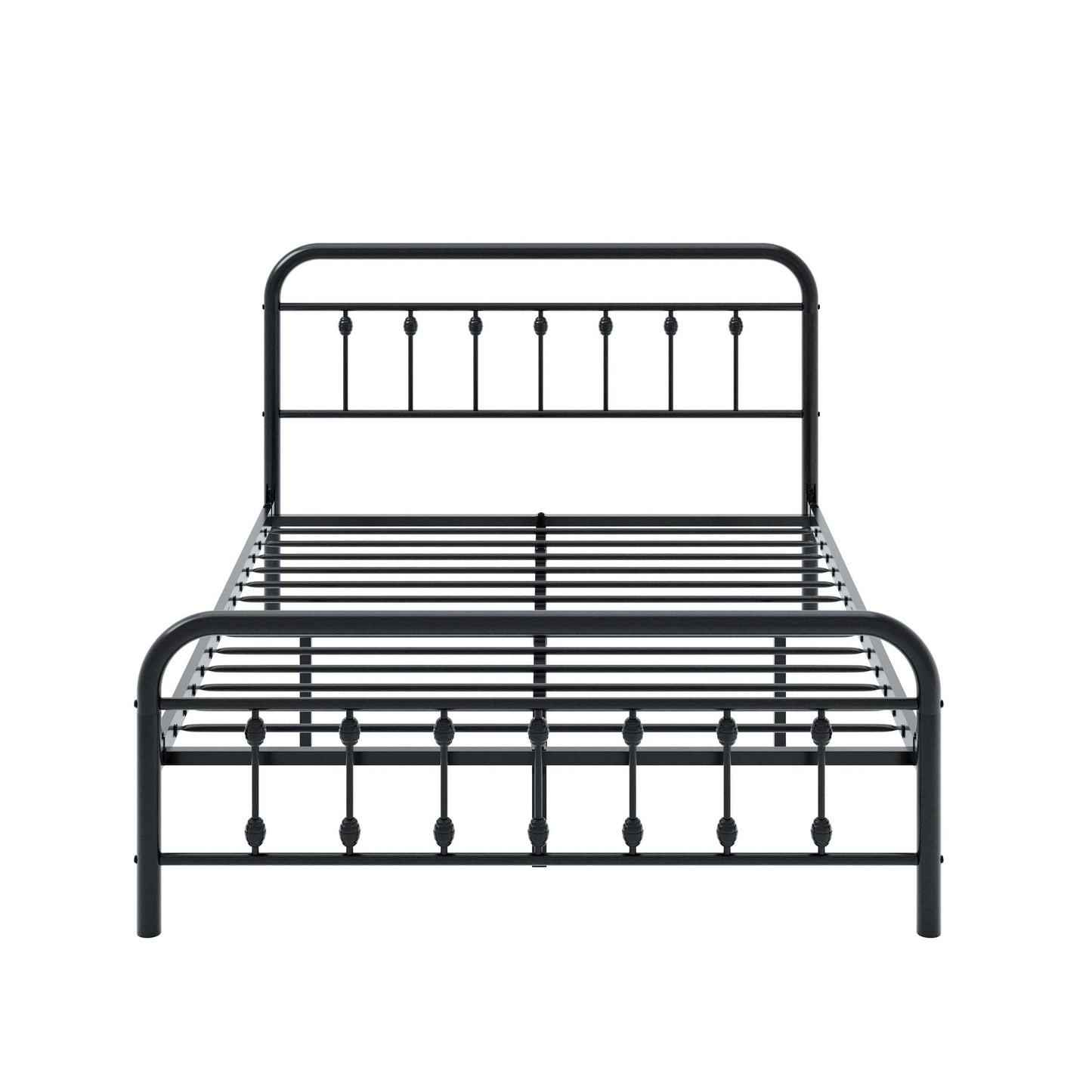 Allewie 14 Inches Queen Size Metal Platform Bed Frame with Victorian Style Iron-Art Headboard/Footboard, Mattress Foundation, Easy Assembly, Under Bed Storage, No Box Spring Required, Black