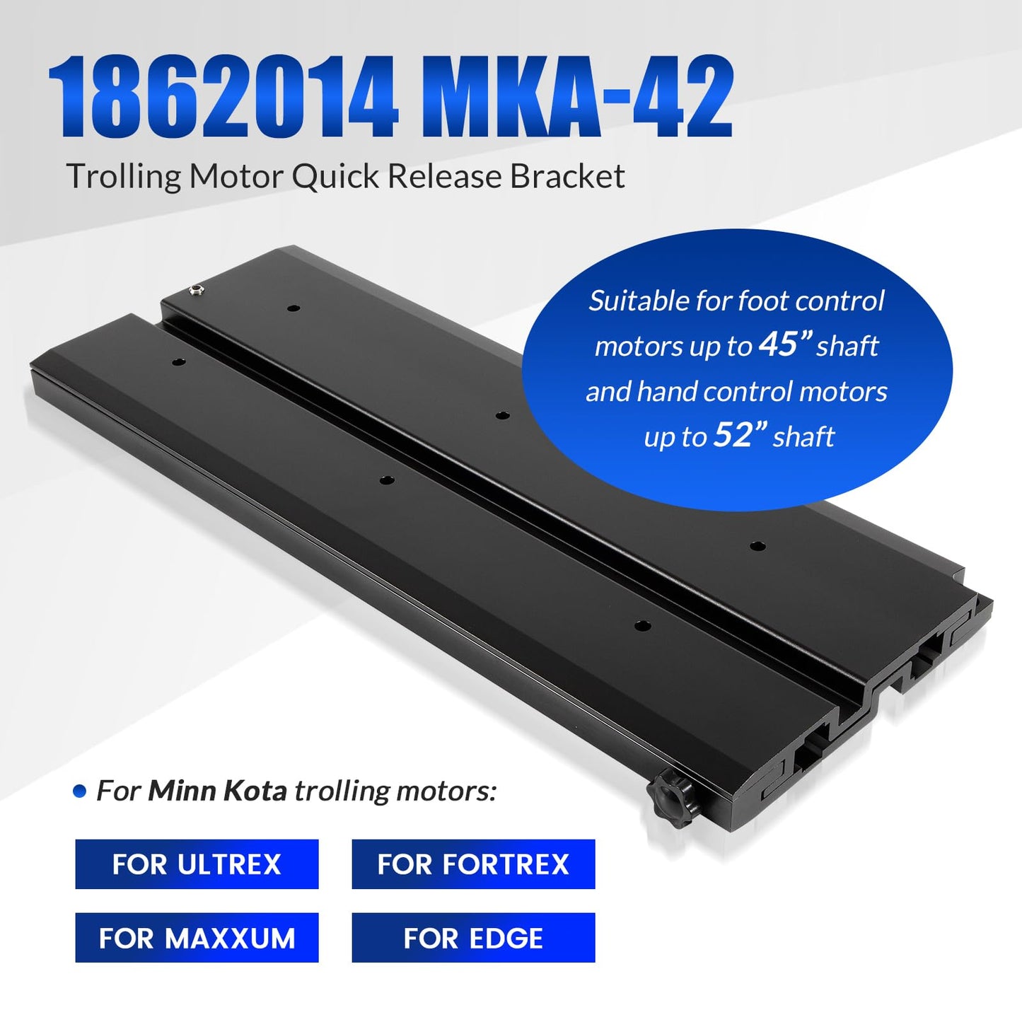 1862014 MKA-42 Quick Release Bracket, for Minn Kota Ultrex, Fortrex, Maxxum, Edge Trolling Motors, Electric-Steer Trolling Motor Composite Release Bracket, Black