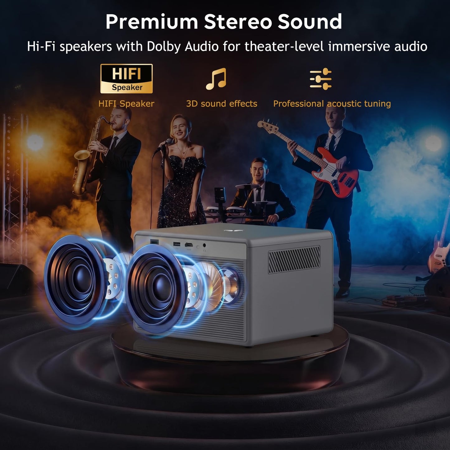 2600 ANSI Official Licensed Google TV Smart Projector,4K Support Movie Projector with WiFi & Bluetooth,Built-in Apps, for Outdoor & HomeTheater Use,Compatible with Phone/TV Stick/PC/PS5