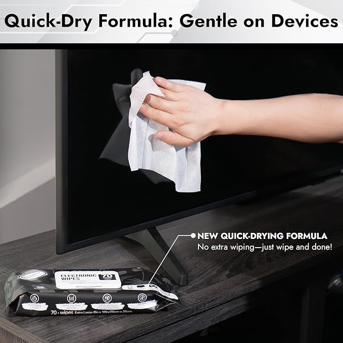 Air Jungles Electronic Wipes Screen Cleaning 70 Count, No Cloth Needed, Extra Large 8"x10" Tech Cleaner Wipes for LED Screen, TVs, Cars, Computer,Tablets, Phones, Laptops, VR, Monitors