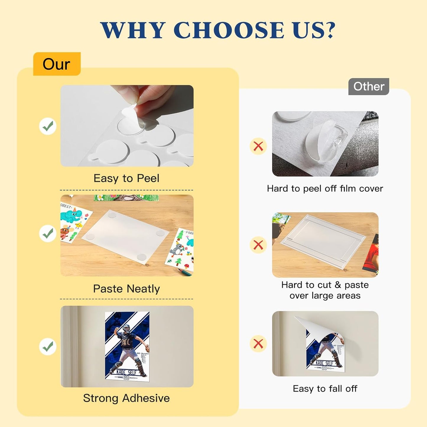 Clear Sticky Dots, Heavy Duty Removable Strong Mounting Adhesive Strips for Walls, Double Sided Tape for Hanging Pictures, Balloons 168pcs