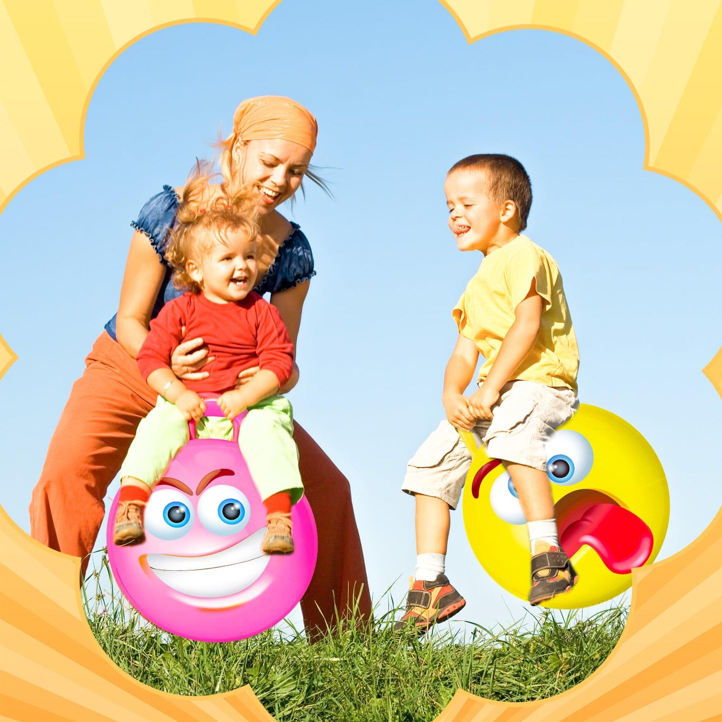 Poen 10 Pieces Kids Hopper Ball Bulk with Handle and Pump, 18 Inch Bouncy Inflatable Funny Jumping Hopping Ball Play Equipment Toys for Boys Girls Gifts Games Exercise