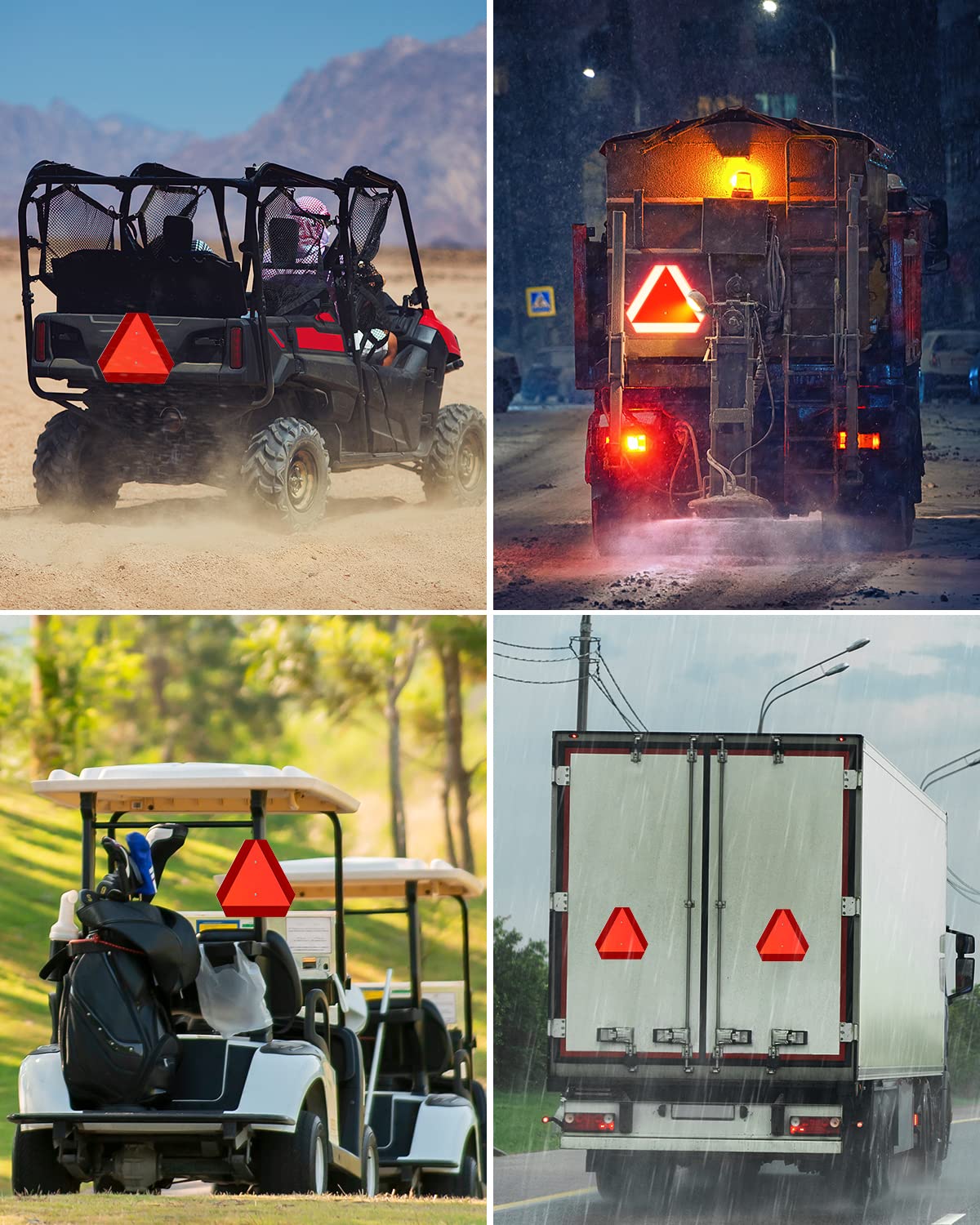 SWEETAPRIL Slow Moving Vehicle Sign, Rust Free Aluminum Slow Moving Vehicle Triangle Signs, 14"X16", 40-Mil Thick Diamond Grade Reflective For Golf Cart, For Golf Cart, Tractor, Utv, Safety Signs